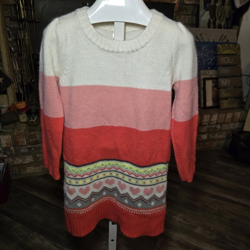 Gymboree Acrylic Knit Sweater Dress Size 5 in Pink,β White, Multicolor Coβ¦